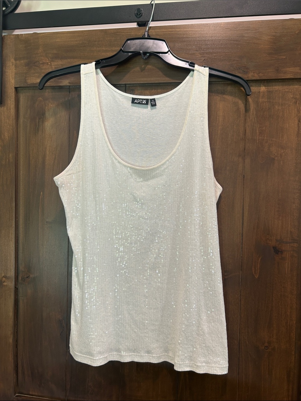 M392 Apt. 9 Ivory Sequin Scoop Neck Tank Sz XL